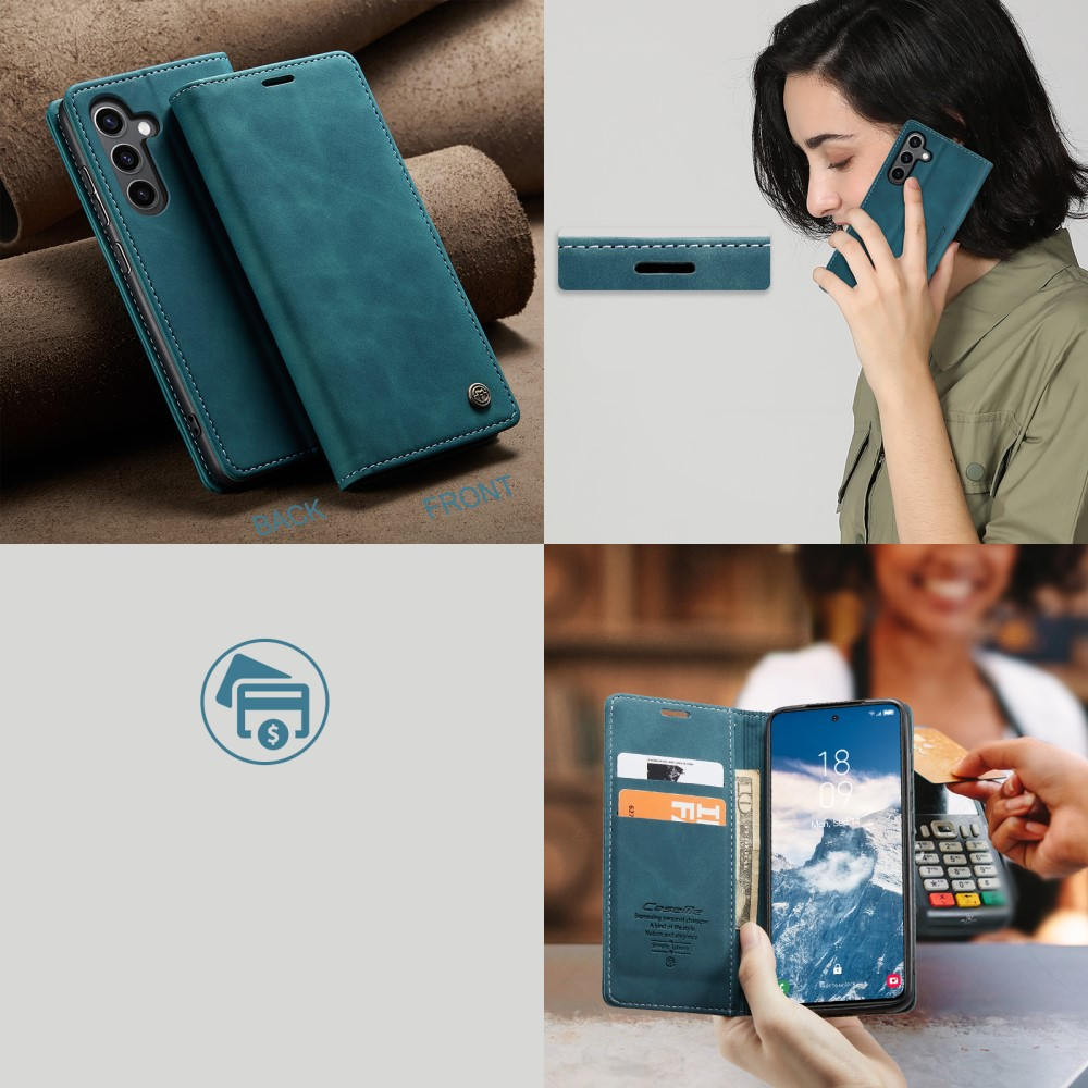 Samsung Galaxy S25  Plus Leder Tasche Flip Wallet Etui mit Kartenfächern - Blaugrün