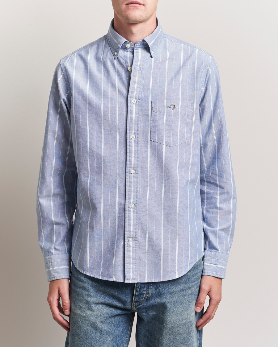 GANT Regular Fit Classic Striped Oxford Shirt Rich Blue