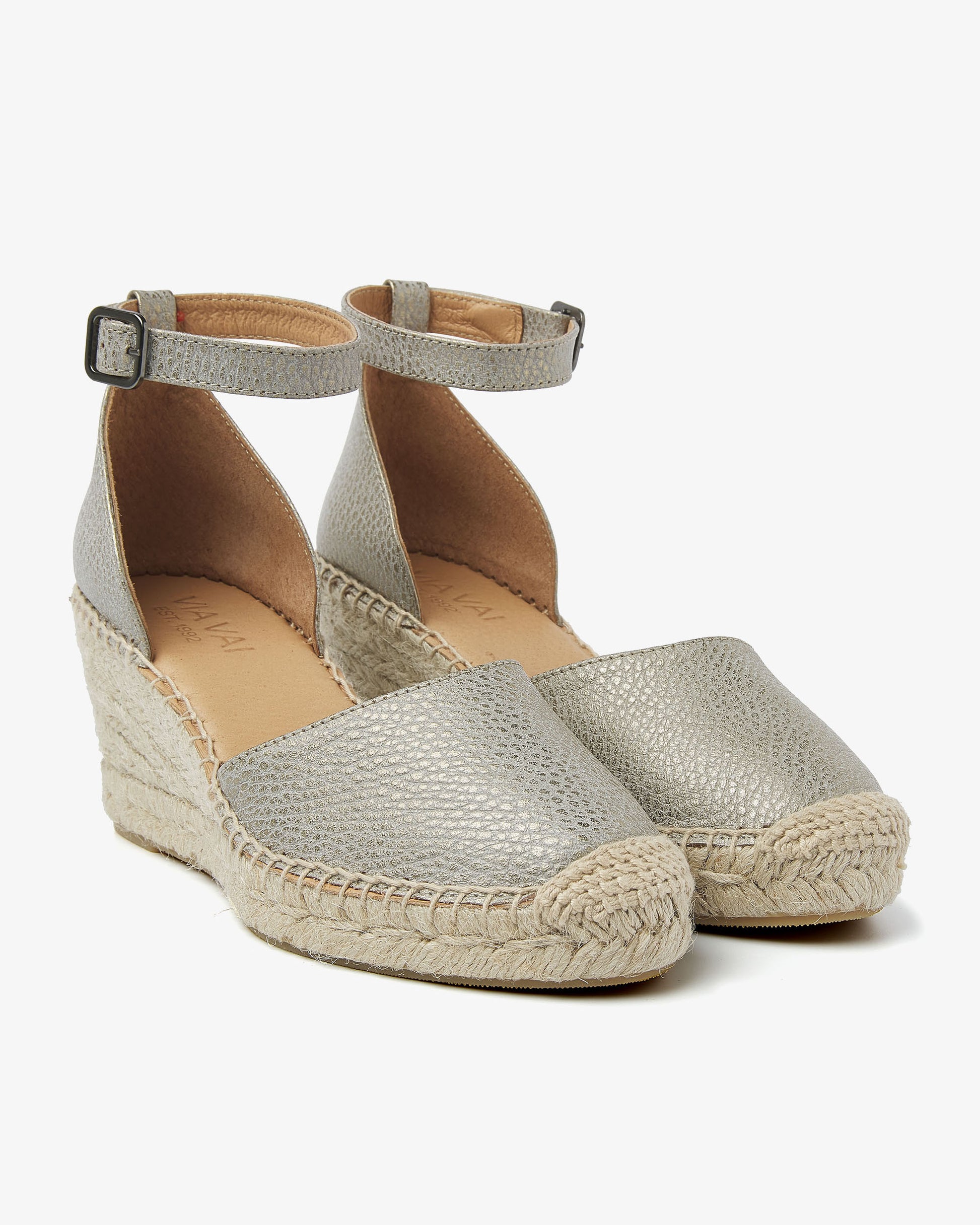 VIA VAI grijze espadrilles Flora Braid