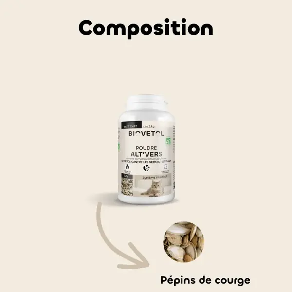 Biovetol - Alimento para Bem-Estar - Alt'vers Ração Orgânica em Pó para Gatos de Pequeno Porte <5kg - 50g