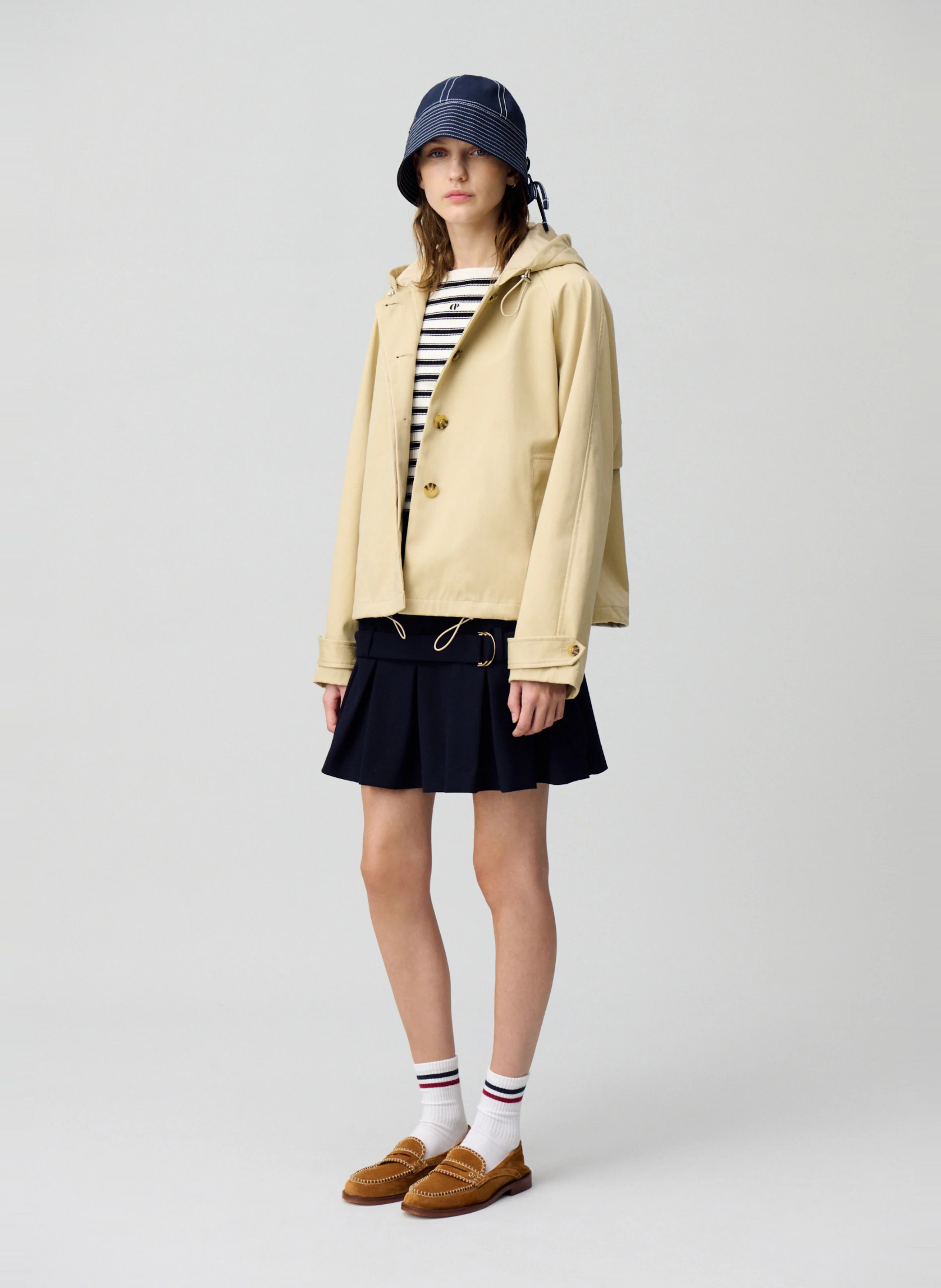 Parka légère à capuche en coton | Beige