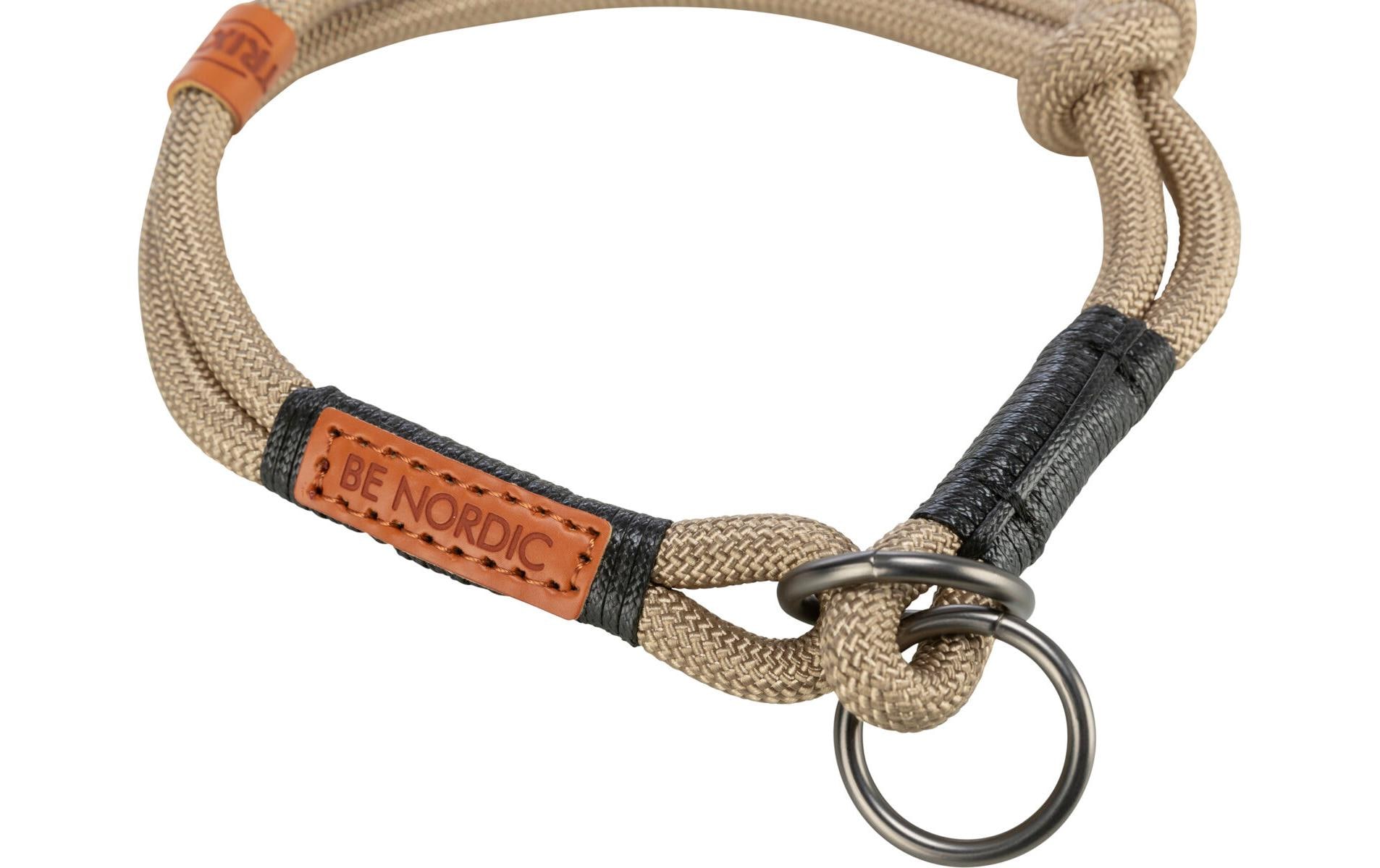 BE NORDIC Zug-Stopp-Halsband L, 50 cm, Sand/SchwarzHundehalsband aus Tau