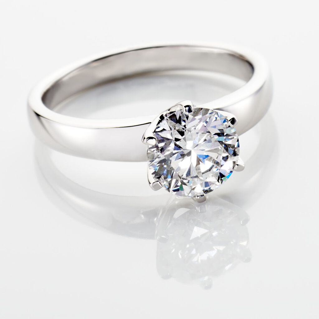 Bague Solitaire Natalia Or Blanc Diamant Synthetique