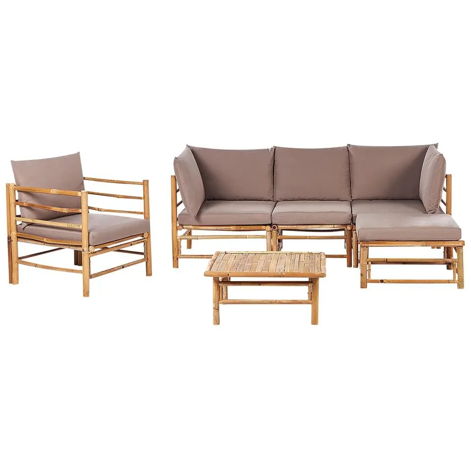 CERRETO - Loungeset 5-zits met fauteuil - Taupe - Bamboehout