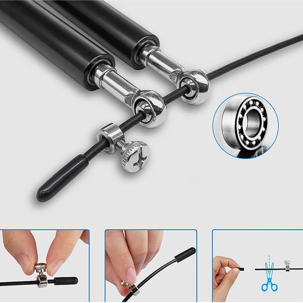(3m) Robustes Springseil Speed Rope Home Workout Fitness Training / HIIT / Crossfit - Schwarz