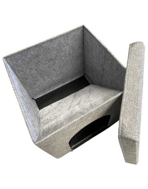 Adori Kattenhuis Met Poef  Moon - Kattenmand - 36.5x36.5x36.5 cm Grijs