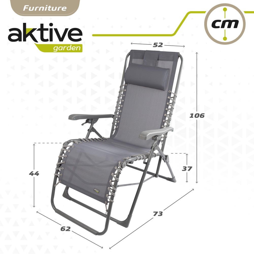 Cadeira de descanso dobrável de gravidade zero com almofada Aktive