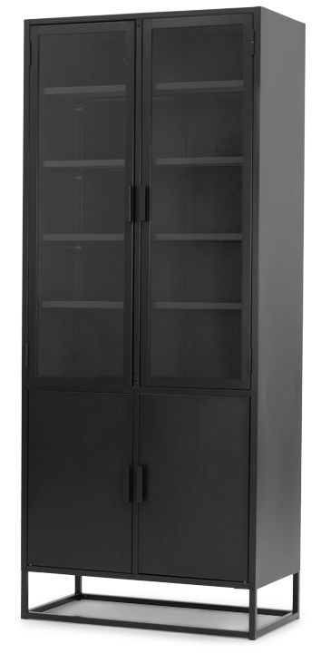 Vitrinekast Hoog Zwart SL-51.012 Level B80 x D40 x H190 cm