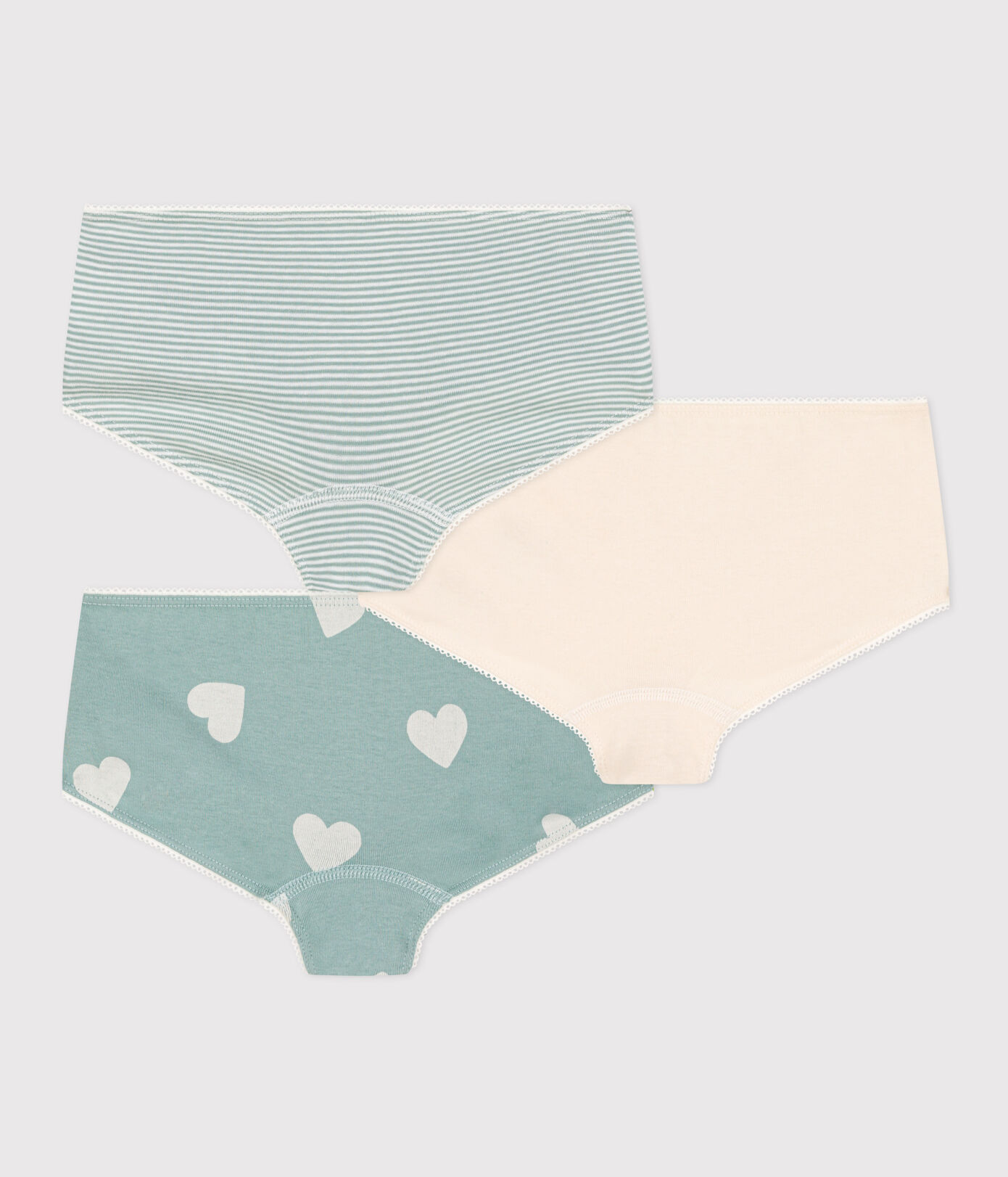 Lot de 3 shorties cœur en coton petite fille