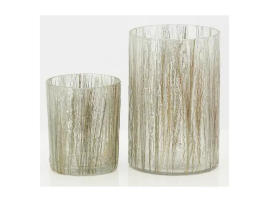 Photophore Herbes en verre doré H 18