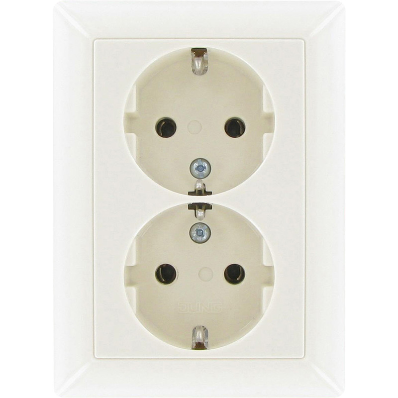 Jung AS500 wandcontactdoos RA dubbel inbouw Glanzend crème