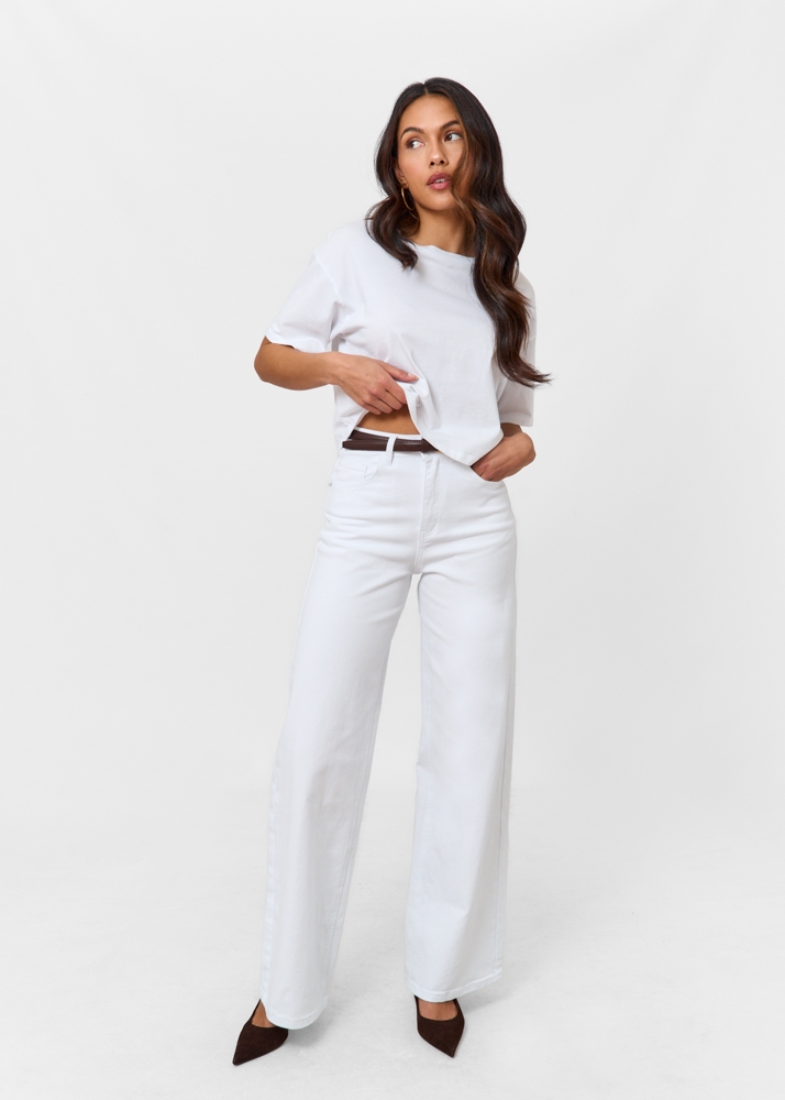 Wide leg stretch jeans wit