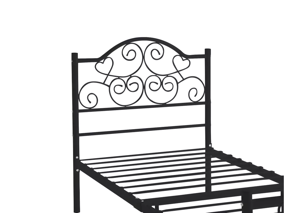 Lit LEYNA - 90 x 190 cm - Métal - Noir + matelas
