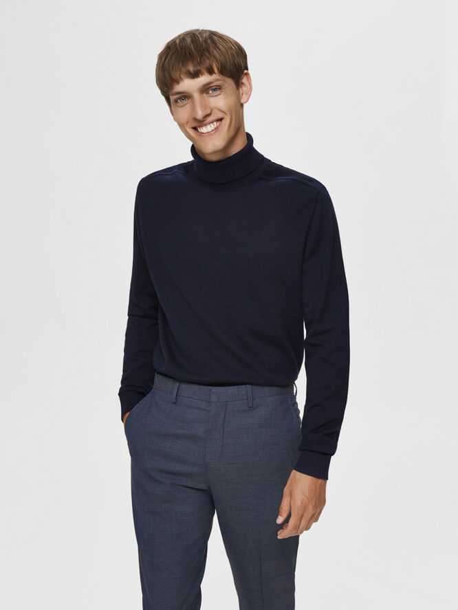 Selected Homme SLHBERG ROLL NECK B NOOS Blå