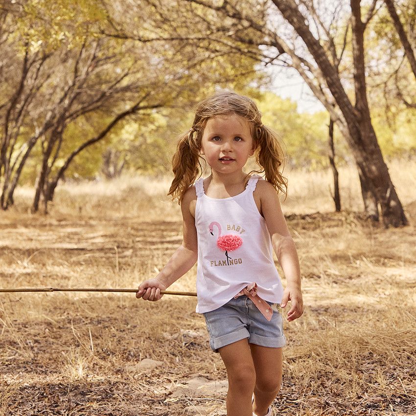 Short en jean avec ceinture à nouer et sequins pour bébé fille - Bleu