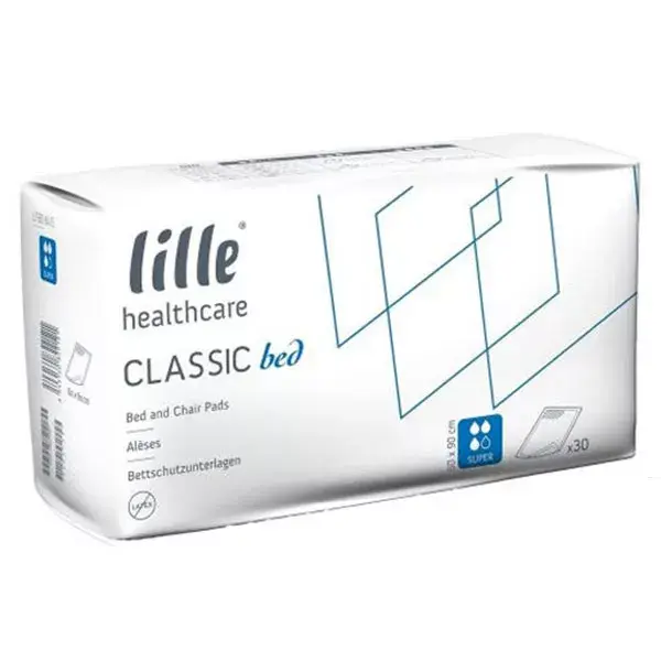 Protetor de colchão Lille Healthcare Classic Bed, tamanho Super 60 x 90 cm, pacote com 30 unidades.