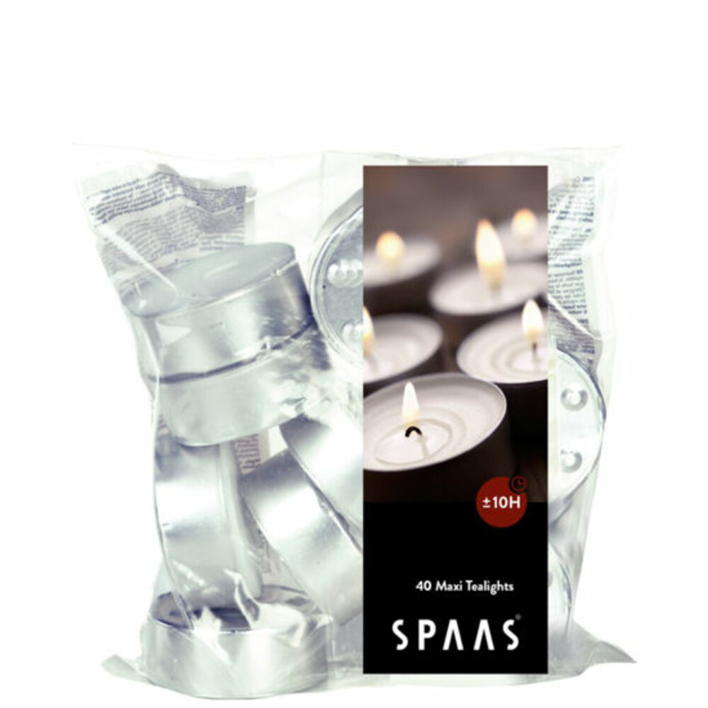 SPAAS Theelichten Maxi Wit 10 Branduren40 stuks