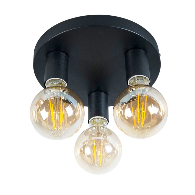 Moderne plafondlamp zwart rond - Facil 3