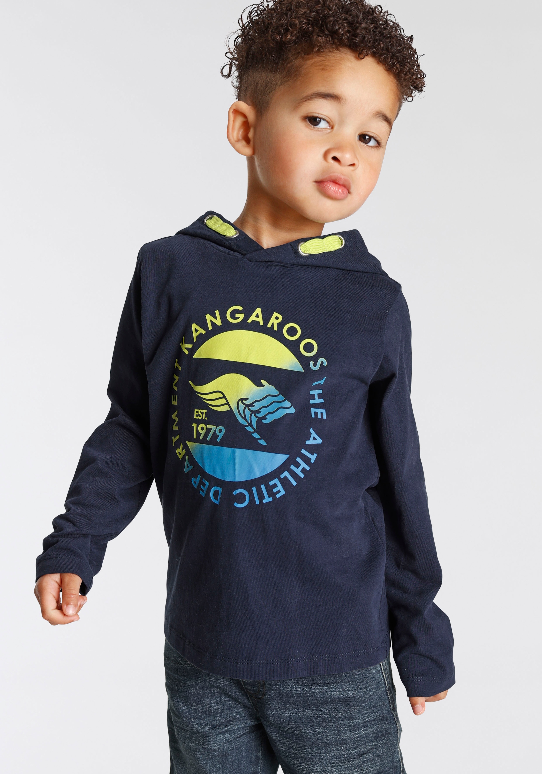 KangaROOS Langarmshirt »Shirt für kleine Jungen« Kapuzenshirt mit Print