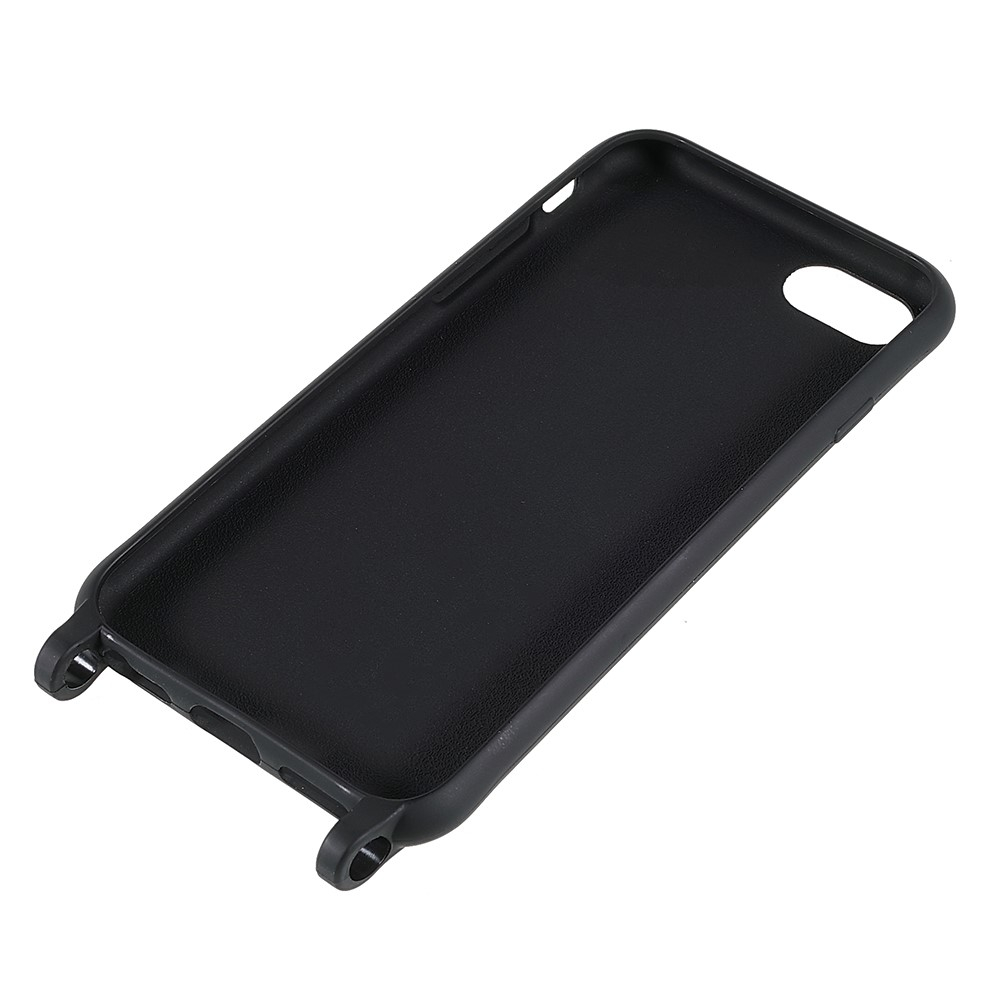 iPhone SE (2022/2020) / 8 / 7 / 6S Necklace Gummi Case Hülle   Handykette Nylon Strap (160cm) - Schwarz