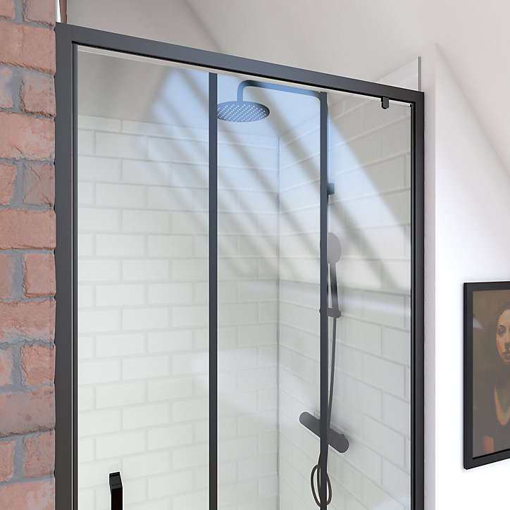 Porte de douche pivotante noir Galedo FactorX 90cm