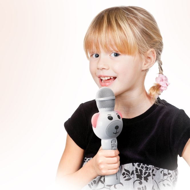 Lenco - Karaoke-Mikrofon mit Bluetooth und Beleuchtung - weiß