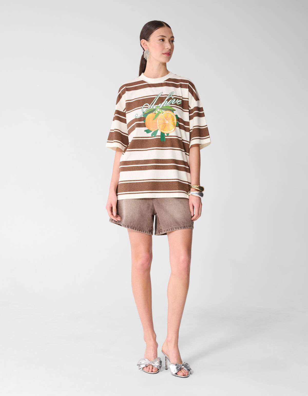 Stripe Artwork T-shirt Bruin