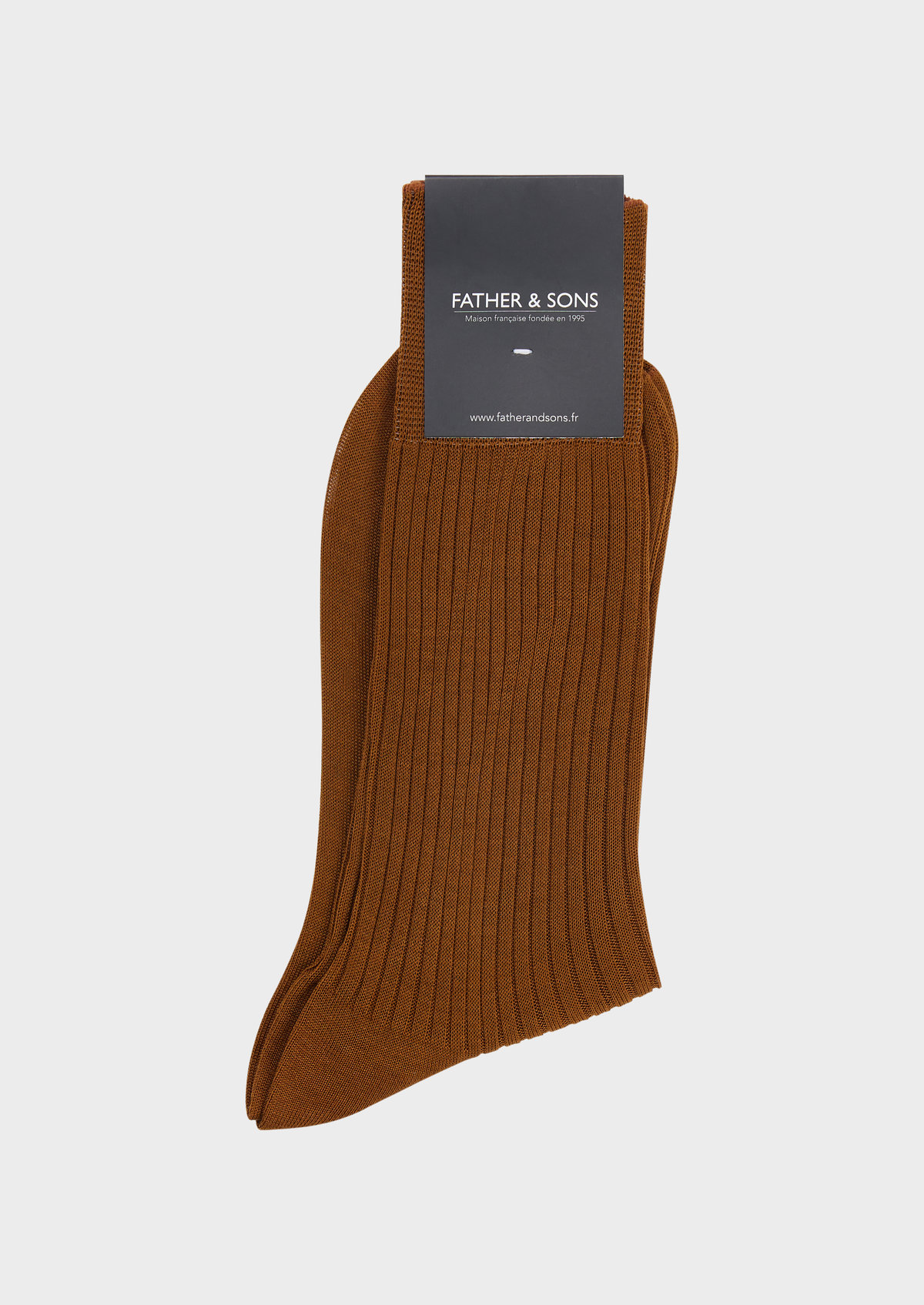 Chaussettes en coton fil d'Ecosse uni caramel