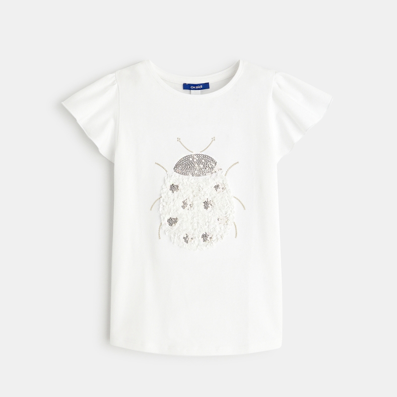 T-shirt à col collerette blanc Fille