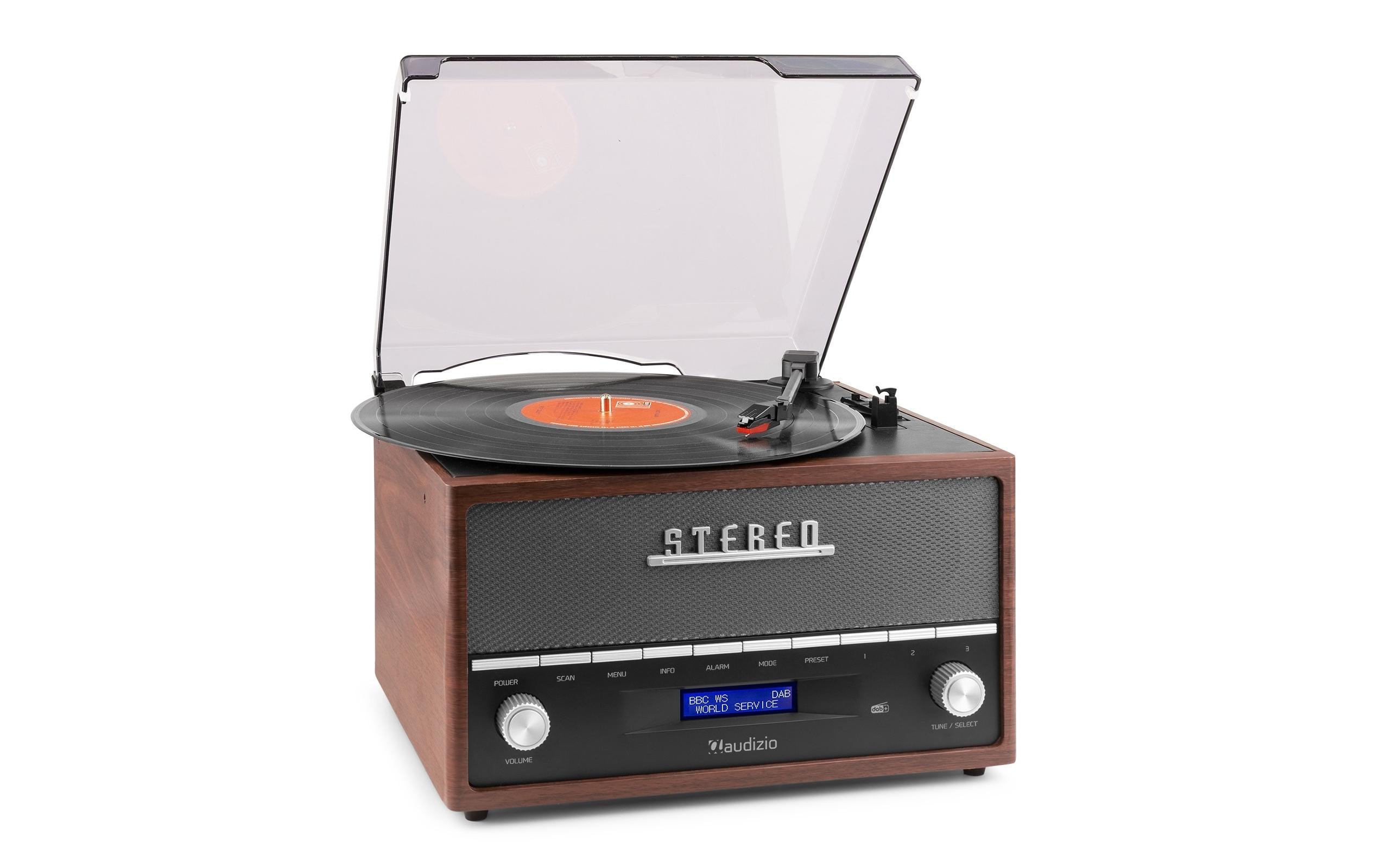 Plattenspieler mit Bluetooth Frisco Braun/Grau<br>Plattenspieler mit Radio und Stereo-Lautsprechersystem