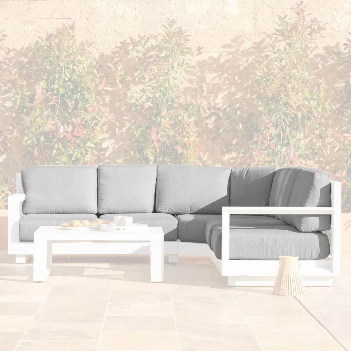 Housses de coussin de remplacement pour salon de jardin d'angle Elba Gris clair