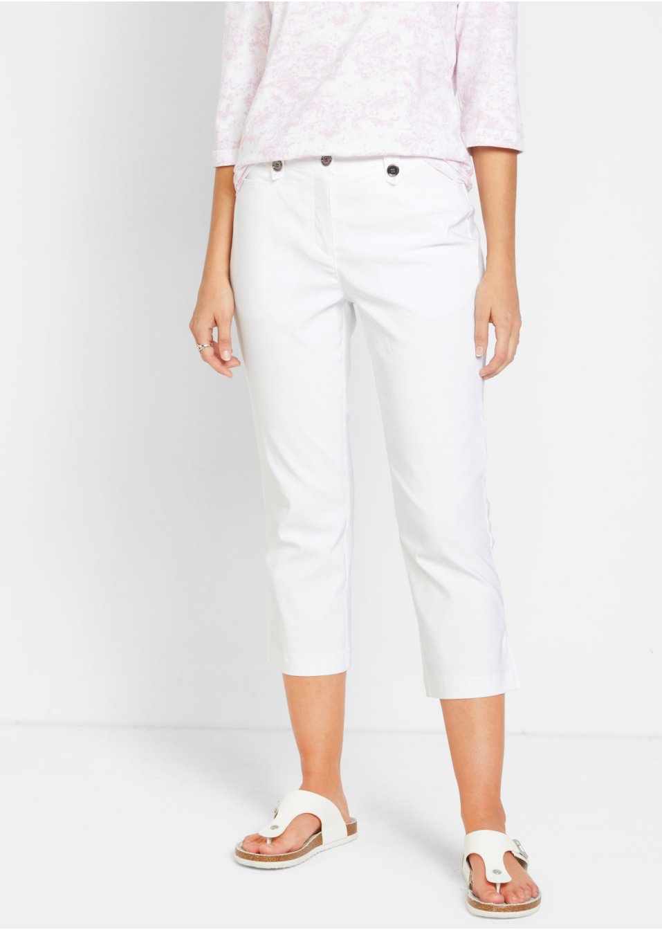 Pantalon sculptant en bengaline 3/4 avec fente et taille confortable