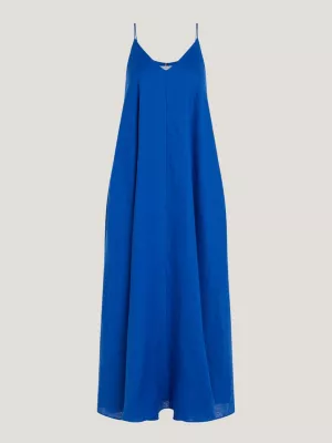 Vestido longo de linho com modelagem solta