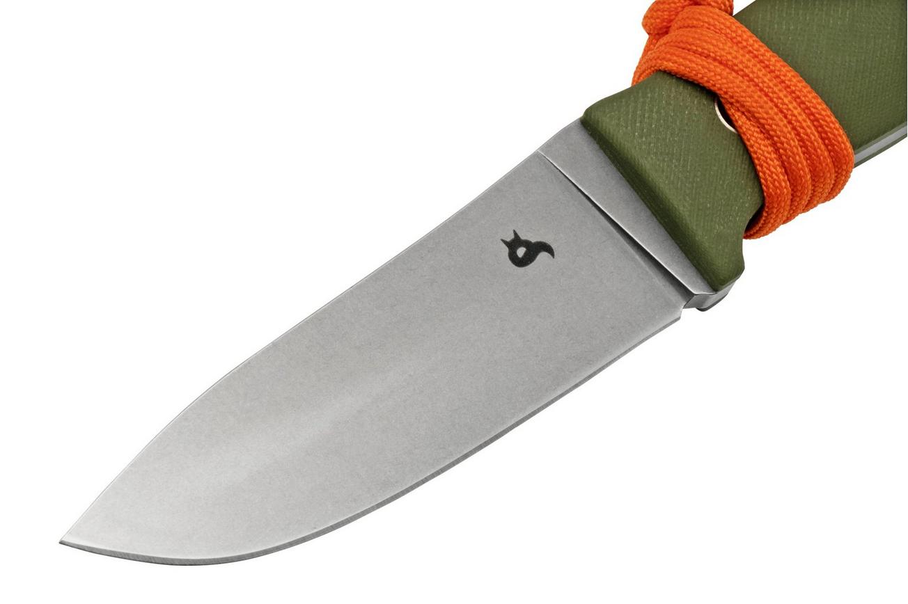 Black Fox Vesuvius Stonewashed D2 Blade, OD Green G10 vaststaand mes