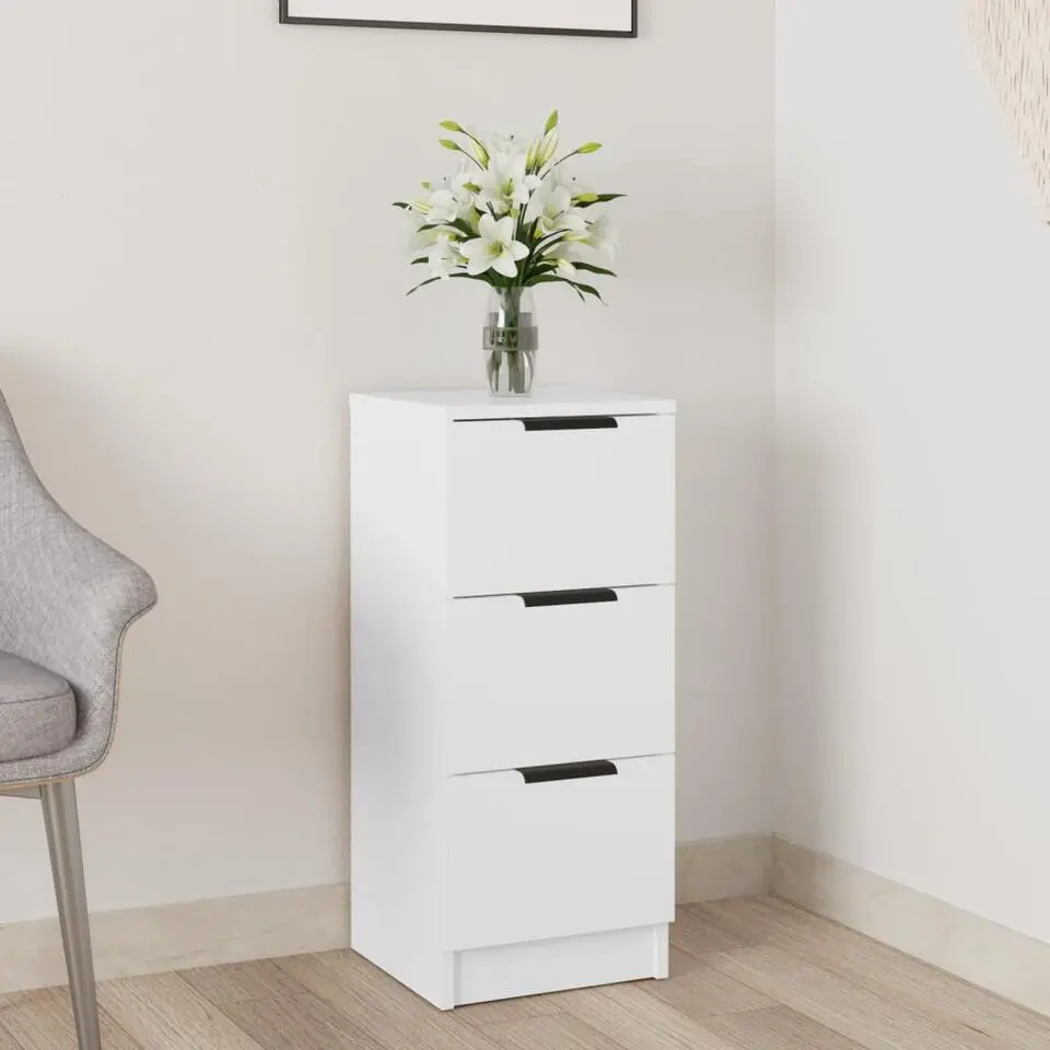vidaXL - Dressoir met 3 lades - Wit - Bewerkt hout - 30x30x70 cm