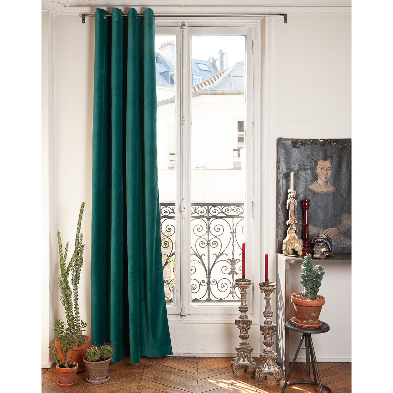 En Fil d'Indienne Rideau Lyric canard - 135x250 cm