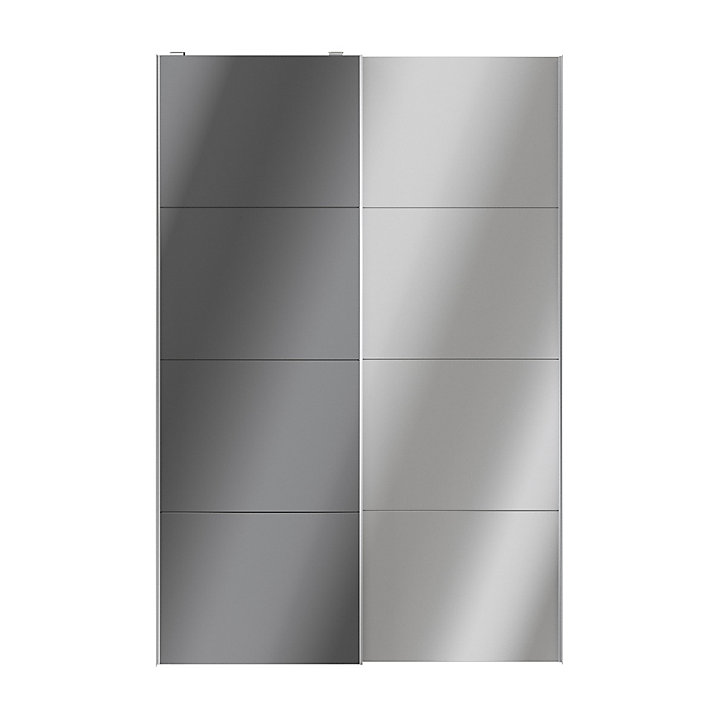 Portes de placard coulissantes 2 vantaux panneaux anthracite brillants et miroir GoodHome Atomia H. 225 x L. 150 x ép. 5,5 cm