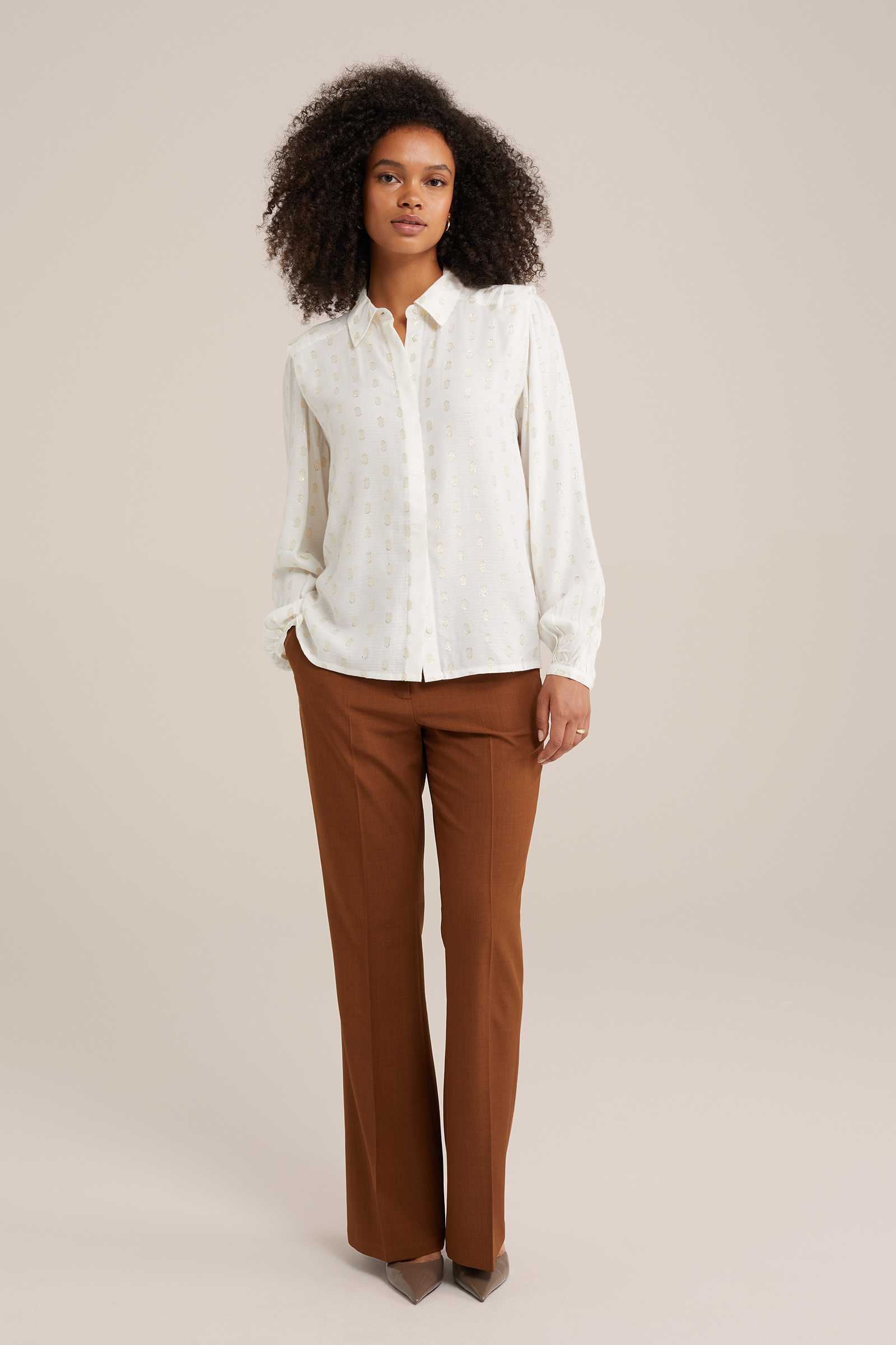 blouse met dessin WE Fashion Gebroken wit
