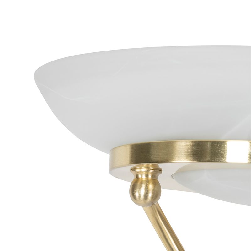 Vloerlamp messing incl. LED en dimmer met leeslamp - Empoli