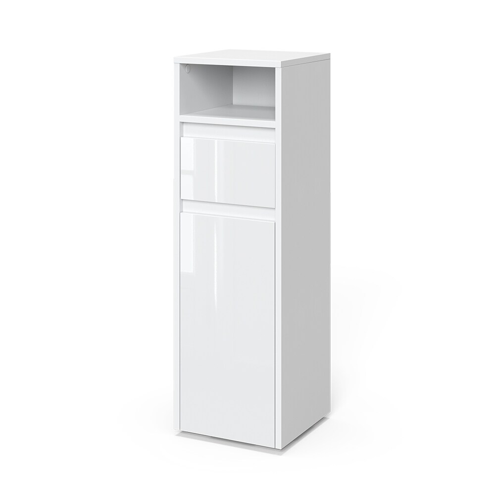 Vicco Midischrank Badschrank Badezimmermöbel Majest Weiß Hochglanz modern 30x96 cm Badezimmer Schrank Badkommode Badmöbel Fach Tür Schublade