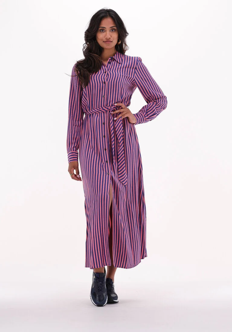 TOMMY HILFIGER roze tommy hilfiger maxi jurk viscose long shirt dress ls