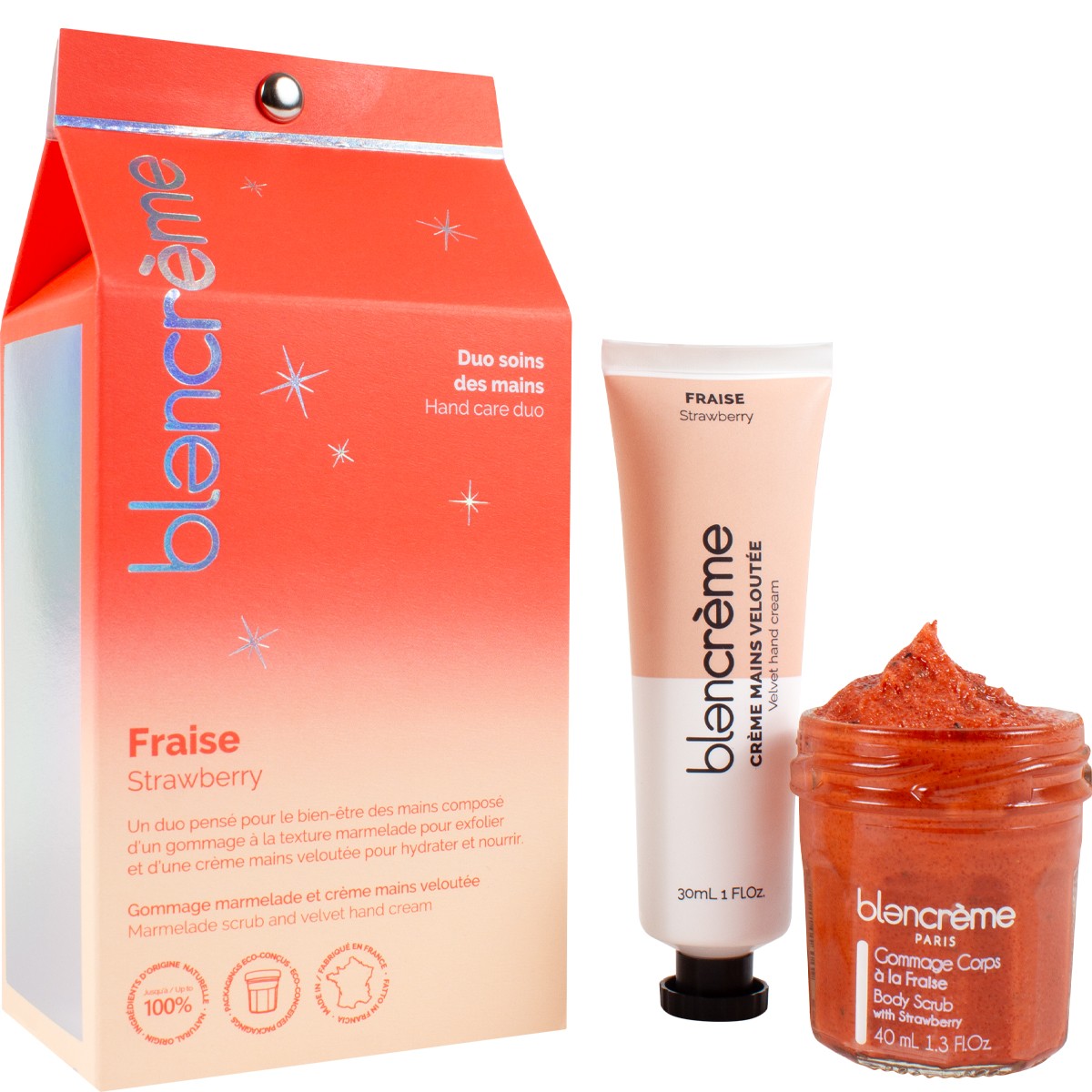 Coffret gommage & crème hydratante - Fraise - Mains