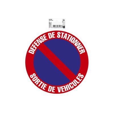 Exacompta - Panneau de signalisation adhésif - Défense de stationner sortie de véhicules - 20 cm de diamètre