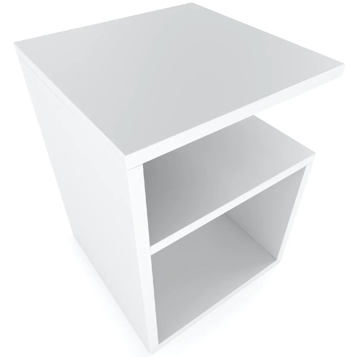 Table de chevet - Blanc - 30 cm - Rangement spacieux