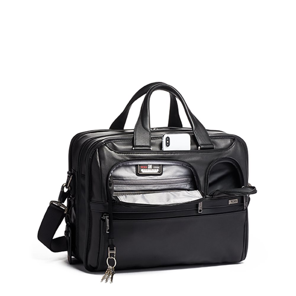 Tumi Alpha Expandable Organizer Laptop Brief Leather black