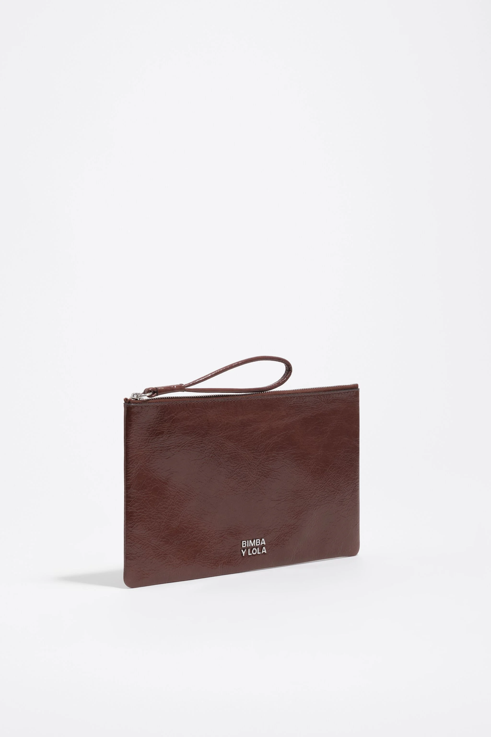 Bolsa de couro brilhante tamanho médio cor mocha
