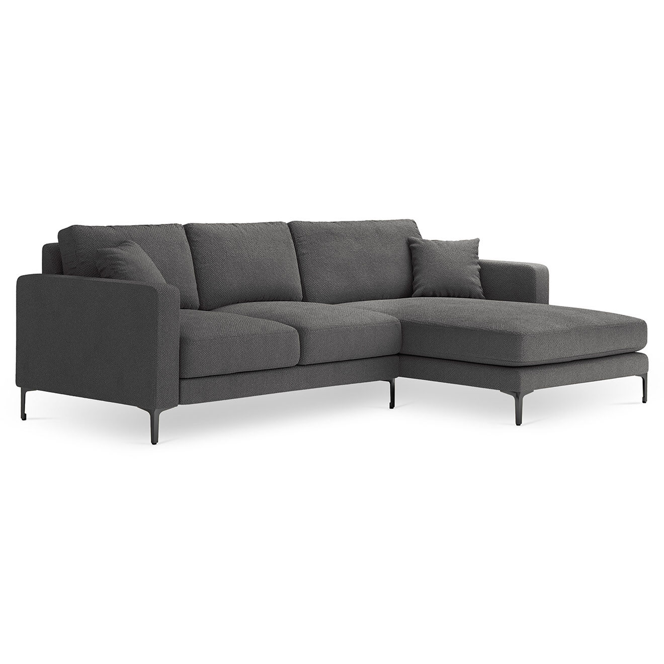 Mazzini Sofas Canapé d'angle Droit Venus 4 Places gris foncé - 248x160x90 cm