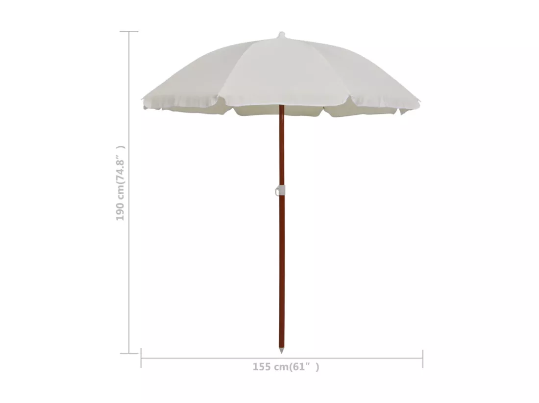 Parasol avec mât en acier 180 cm Sable