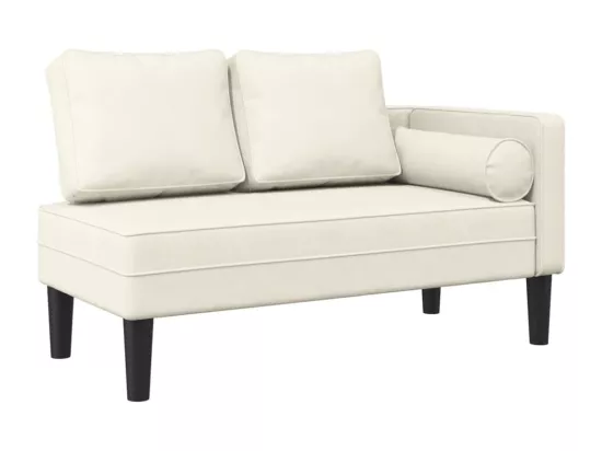 Prolenta Premium - Chaise longue avec coussins crème velours