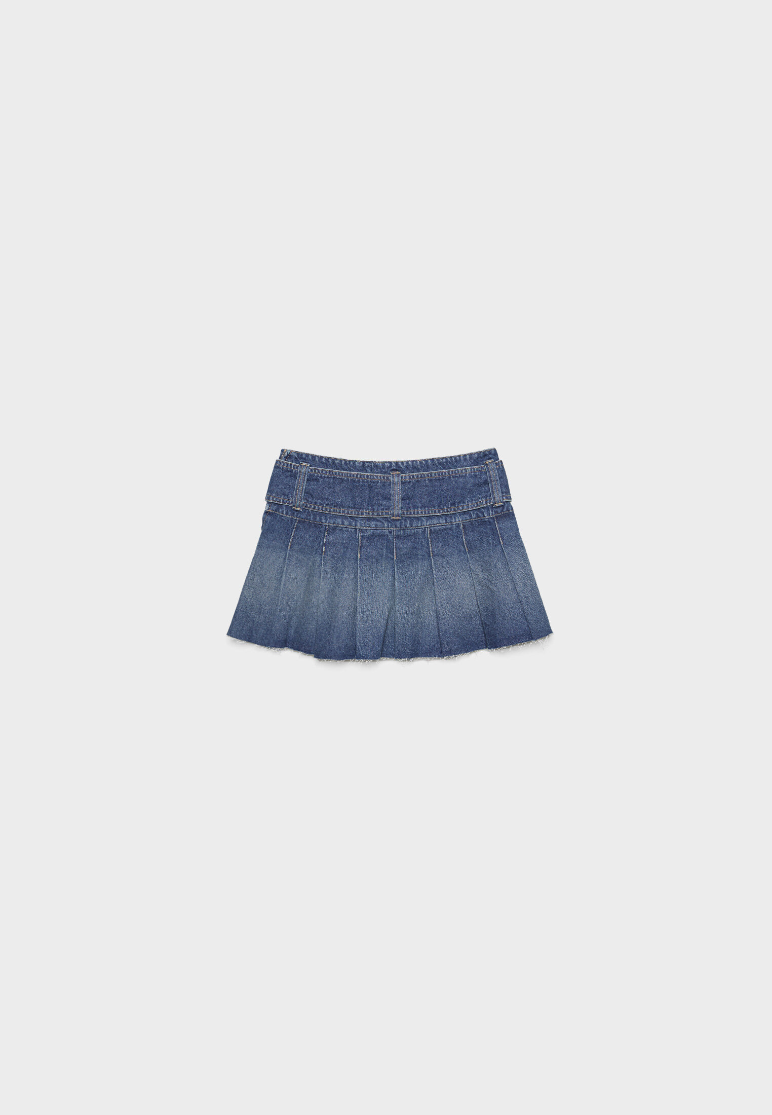 Minissaia jeans com pregas caixa